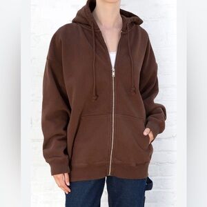✨🤎 Brandy Melville Christy Oversized Zip Hoodie Brown‎ One Size 🤎✨